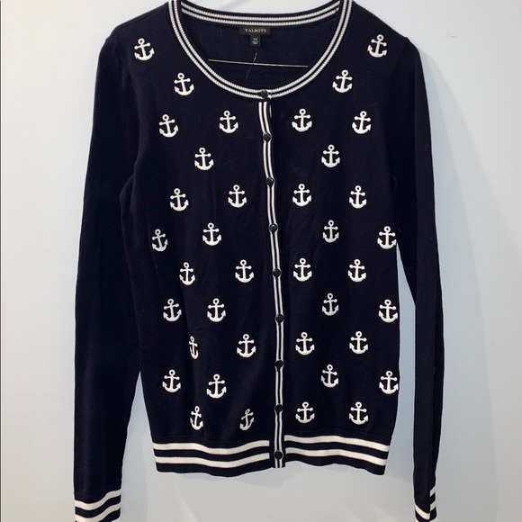 Talbots Sweaters - Navy Embroidered Cardigan